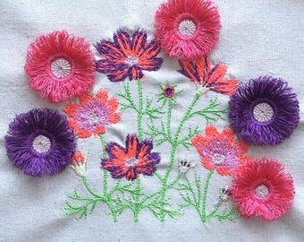 Fancy Fluffy Design with 5 flowers to cut Embroidery Machine Pattern Design File Fits 5 x 7 Hoop. Dst Exp Hus  Pes Vip Xxx