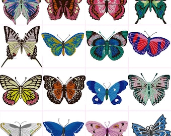 Butterflies  Digital Machine Embroidery Files Set of 16   Dst,Exp,Hus,Jef,Pes,Vip,Xxx . Fits 4 x4 Inch Frame