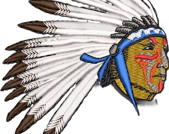 Indian Chief Apache Machine Embroidery Pattern Design File Fits 4 x 4 Hoop Dst Exp Hus Jef Pes VP3 Xxx
