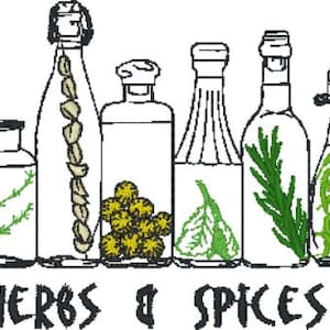 Herbs and Spices Bottles Embroidery Machine Pattern Design File Fits 4 x 4  (100 x 100mm )Hoop Dst Exp Hus Jef Pes VP3 Xxx