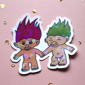 Cute Trolls Duo Holographic Vinyl Sticker