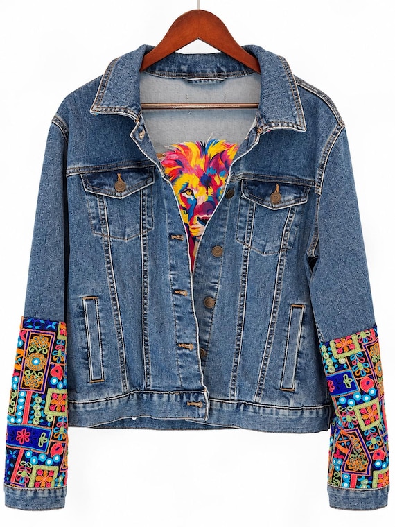 Up cycled  Oversized Denim Jacket with patchwork motif