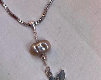 Sterlingzilveren engelbedelketting: zoetwaterparelhanger