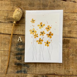 Handgeschilderde blanco bloemenkaarten met aquarel en inkt