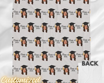 Custom Photo Blanket Cute Graduation Gift Personalized Photo Plush Blanket Grad Gift Class Of 2024 High School Grad 2025 College Graduate