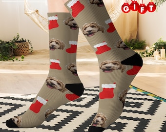 Christmas Photo Socks Custom Christmas Gift Funny Personalized Photo Socks Pet Picture Socks Stocking Stuffer Unique Matching Socks