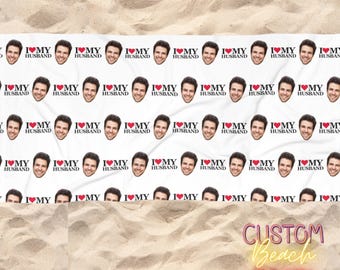 Custom Beach Towel - Christmas Gift For Her - Personalized Photo Gift - Funny Gift For Wife Girlfriend - Girls Trip Gift - I Heart My