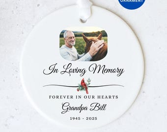 Cardinal Ornament - Personalized Sympathy Gift - In Loving Memory Ornament - Custom Photo Memorial Keepsake