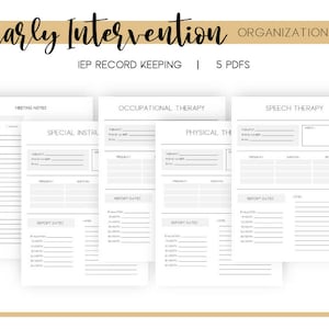 Plantillas de mantenimiento de registros del IEP de intervención temprana: juego completo