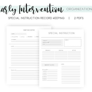 Early Intervention IEP Special Instruction Education Organization Template