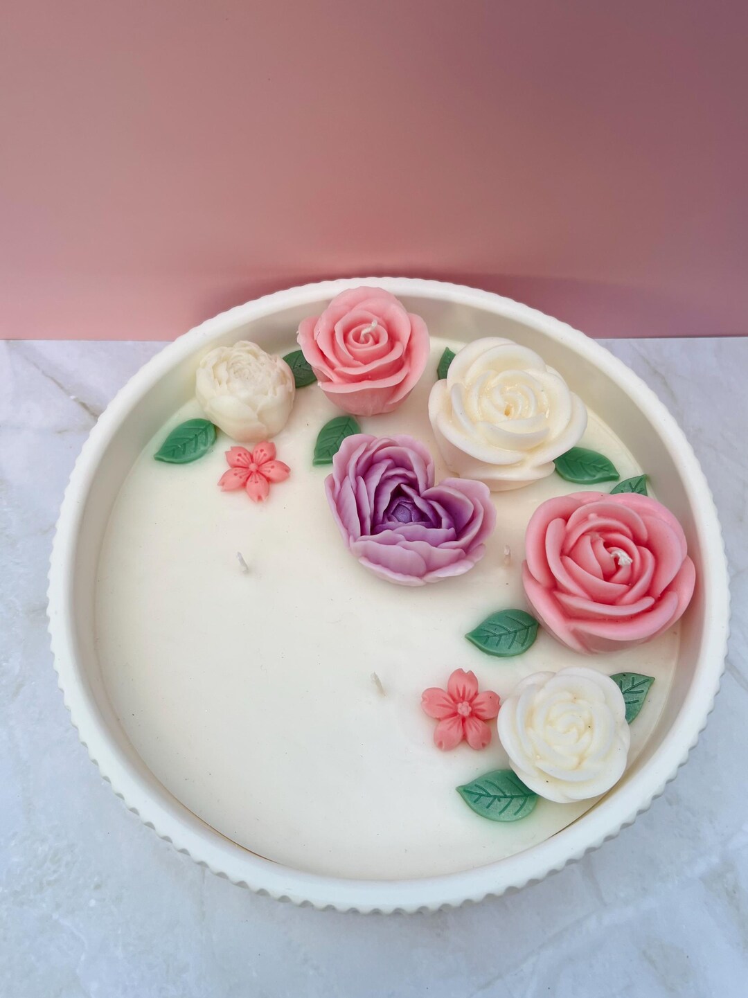Ceramic Bowl Candle With Peony Flowers: Handmade Soy Wax Candle - Etsy