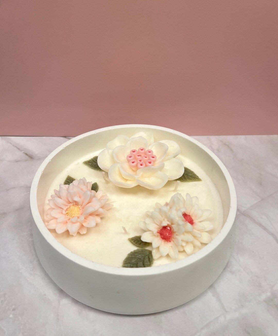 Ceramic Bowl Candle With Peony Flowers: Scented Soy Wax Candle - Etsy