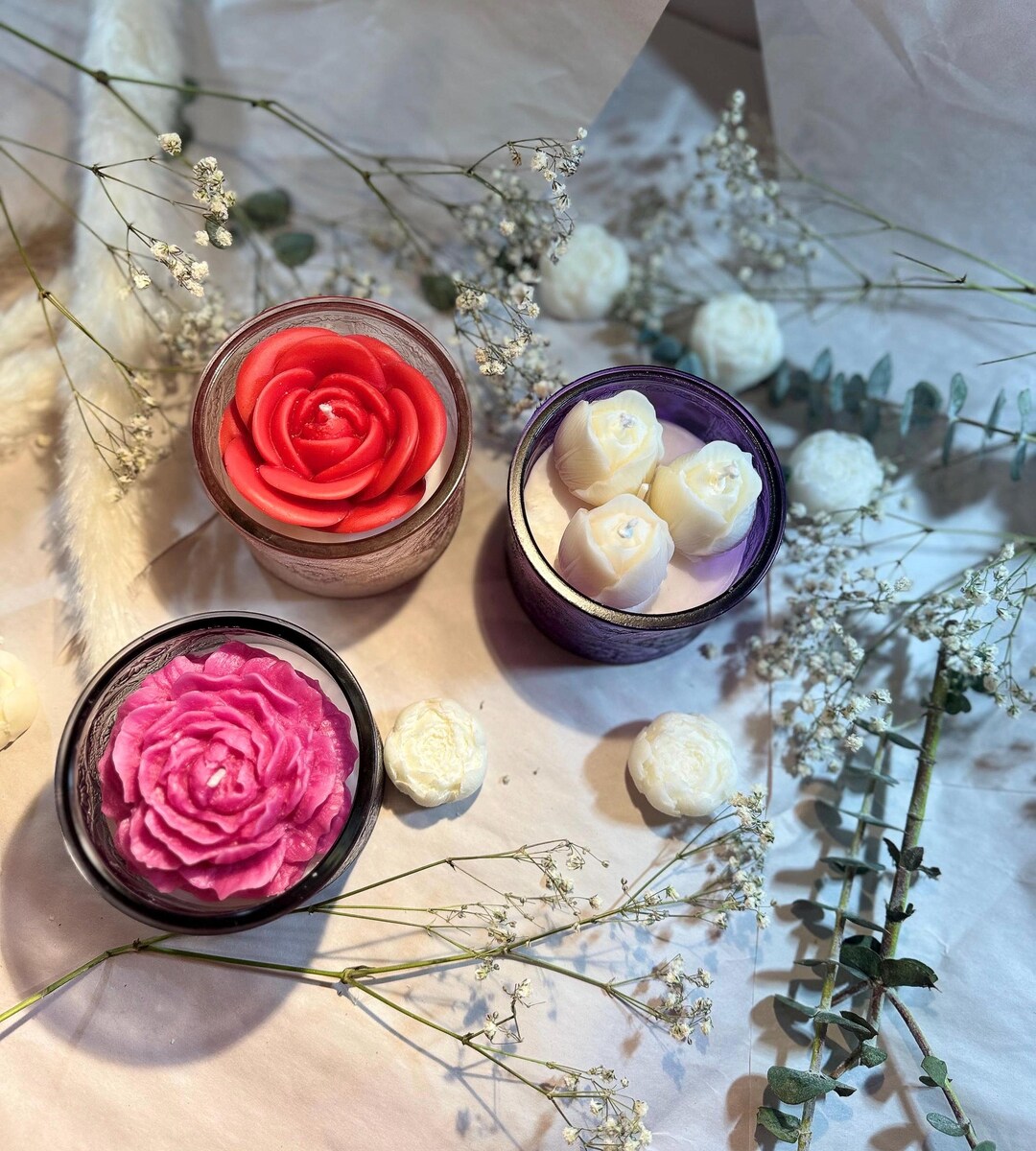 Handcrafted Scented Candles in Glass Jars With Wooden Lid, Featuring ...