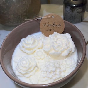 Handcrafted Flower Blossom Candle: 16oz Soy Wax Botanical Candle