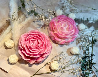 Handmade Large Rose flower Soy Candle: Scented Home Decor