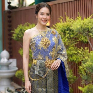 Thai traditional dress "Sasima" set with Lace Sabai include or exclude  accessories