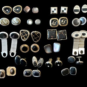 Vintage Cufflinks: 50s-60s Silver & Gold Tone Mens Jewelry