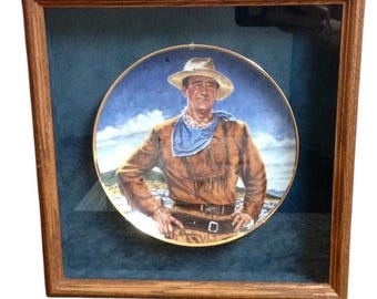 Framed John Wayne The Duke Plate Wall Hanging by Robert Tenanbaum Glass