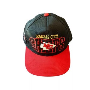 Vintage Kansas City Chiefs Cap Hat Rare Snapback Black Red Yellow 90's Football