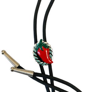 Chili Pepper Concho Bolo Tie String Lariat Western Wedding Accessory Necktie Necklace B2