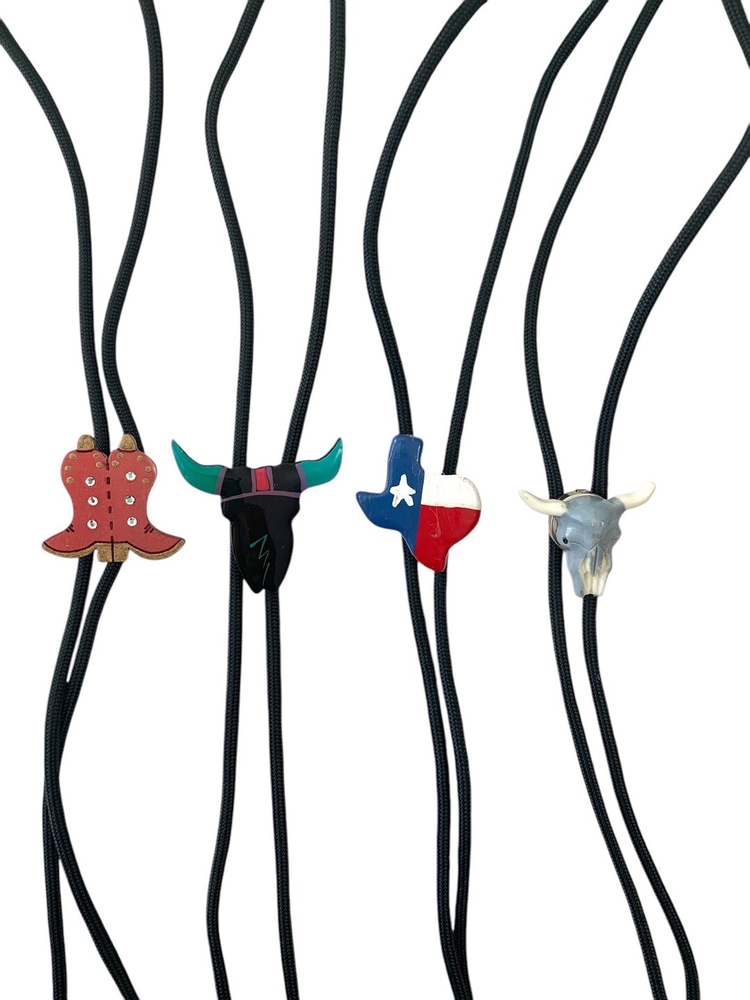 Bolo Tie Western Texas Star Longhorn - Cravate Américaine En Argenté, Style Country Ref.08