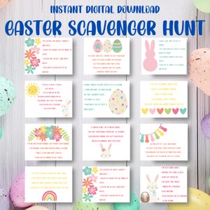 Oster-Schnitzeljagd für Kinder | Printable Ostereiersuche | Indoor Schatzsuche Hinweise | Ostern Jagd Rätsel | Lustiges Osterspiel für Kinder