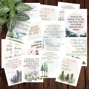 40 cartes de vœux imprimables | Affirmations de la nature à l'aquarelle pour adultes | Carte de citation positive | Cartes d'entretien | Affirmation de pleine conscience