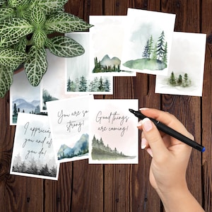 Aquarell Blanko-Karten | Druckbare DIY Affirmationskarten | Schreiben Sie Ihre eigenen Dankeskarten | DIY Bibel Karten | Aquarell Natur Karten
