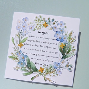 Wedding Day Card for Daughter, To our daughter on her wedding day card, Wedding Day keepsake from parents, mdw7