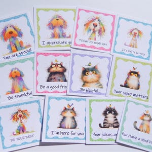 32 cartes Mini-cartes d'encouragement, Cartes de remerciement, Cartes de compliments, Cartes de correspondance pour le déjeuner, Cartes de gentillesse, Cartes de chiens mignons rigolos