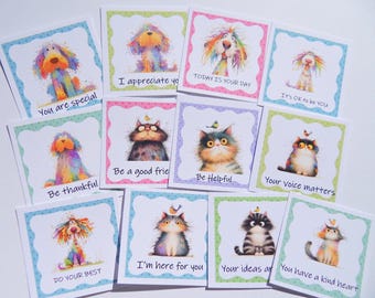 Mini Encouragement Cards, 32 Cards, Shout out cards, Compliment Cards, Lunch Note Cards, Kindness Cards, Positive Message Cards