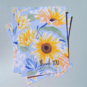 Postales de agradecimiento de girasol imprimibles, tarjeta de agradecimiento floral, tarjeta para imprimir en casa, tarjeta de agradecimiento para ella, descarga digital