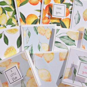 Mini cartes Agrumes, 10 cartes, 2,5 x 2,5, Cartes-cadeaux Lemon Lime, Petites cartes, Jolies cartes, Pièces détachées pour cartes