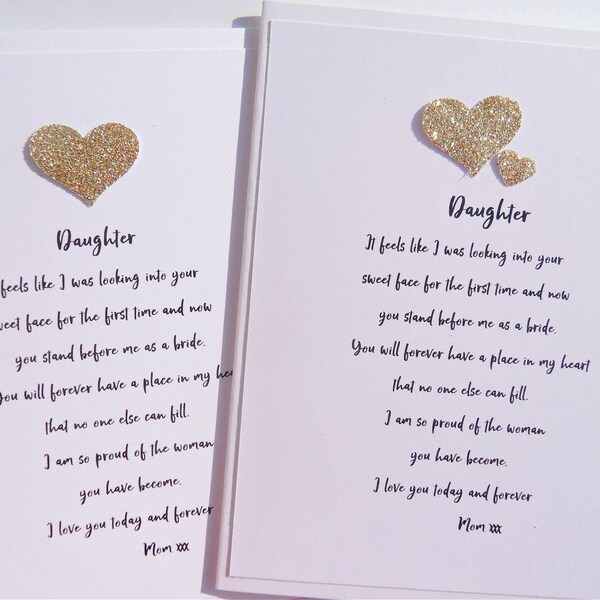 Wedding day card for daughter, To my daughter on your wedding day card, Wedding day keepsake for daughter on wedding day , dwgh