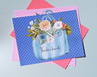 Cartes postales florales de remerciement : cartes florales imprimables (téléchargement PDF)