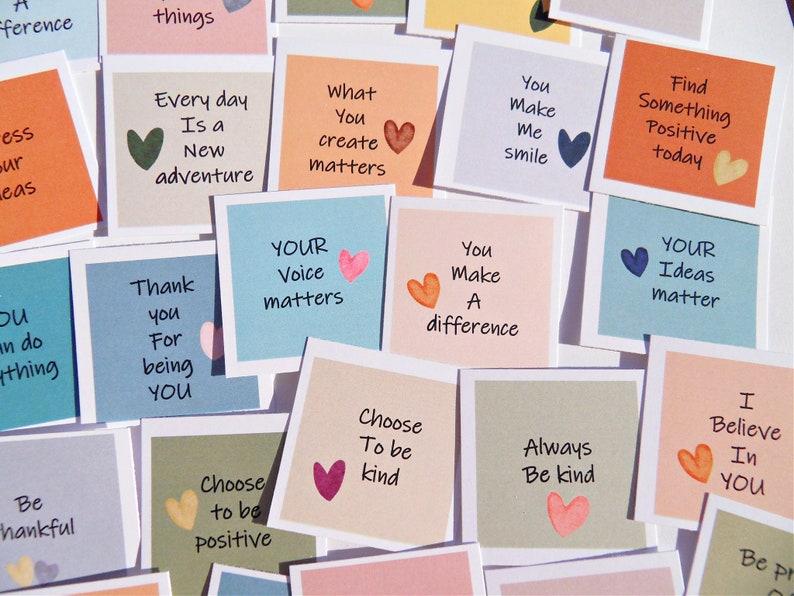 Mini Encouragement Cards, 30 Affirmation Cards, Birthday loot bags, Compliment Cards, Inspirational Cards, Lunch Note Cards, Kindness Cards, image 5