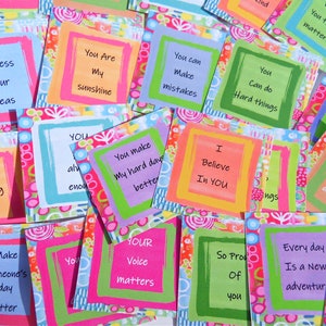 Mini-cartes d'encouragement colorées, 24 cartes d'affirmation, Cartes de compliments, Cartes d'inspiration, Cartes de correspondance pour le déjeuner, Carte de consolidation d'équipe