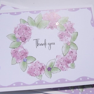 Ensemble de cartes de remerciement florales hortensias, Je vous remercie, cartes de correspondance botaniques, carte de remerciement de professeur, cartes de correspondance florales lilas, cartes d'amitié