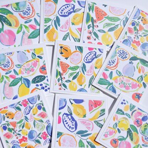 Mini cartes Agrumes, 10 cartes carrées, Mini-cartes-cadeaux fruits, Cadeaux pour les moins de 20 ans, Cartes de douche nuptiale, Cadeau pour professeur
