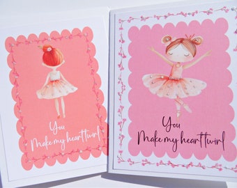 Cute Ballerina Cards for Girls, Girl Encouragement Card, You are Amazing, You Make My Heart Twirl, Card for daughter, mmh