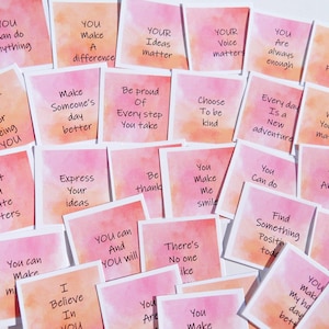 Mini-cartes de positivité imprimables, 30 cartes d'affirmation, cartes d'encouragement, cartes de soutien à l'anxiété, cartes de correspondance pour le déjeuner, cartes pour les enseignants