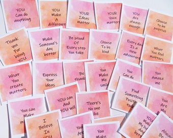 Mini Positivity Cards, 30 Affirmation Cards, Encouragement Cards, Anxiety Support Cards, Lunch Note Cards, Positivity Cards