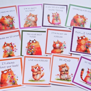 Cartes de positivité amusantes pour les enfants, 12 petites cartes d'encouragement. Cartes mignonnes de chat, fier de vous. Cartes de positivité pour enfants. Camp d'été