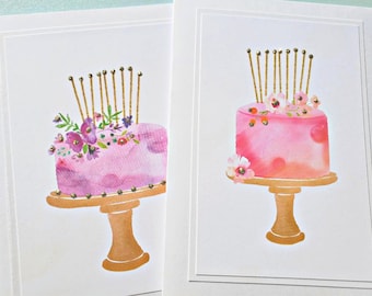 Birthday Cake Card for Women, Floral Birthday Card for Friend, Sister, Mom, Grandma, Female Co-worker