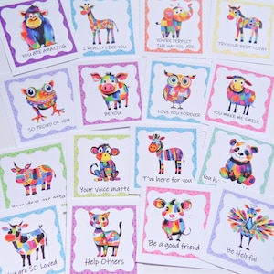 Cartes positives amusantes pour les enfants, 18 petites cartes de compliments d'encouragement. Cartes de soutien à l'anxiété. Cartes d'encouragement pour les enfants. Fier de vous