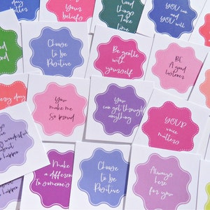 Small Positivity Cards, 40 Affirmation Cards, Encouragement Cards, Mindfulness Cards, Birthday loot bags, Lunch Note Cards, image 2