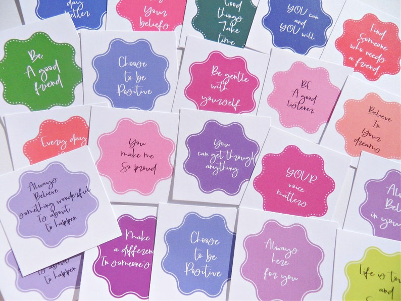 Small Positivity Cards, 40 Affirmation Cards, Encouragement Cards, Mindfulness Cards, Birthday loot bags, Lunch Note Cards, image 2