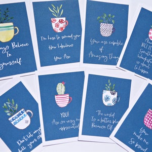 Cartes d'encouragement botaniques, 8 affirmations de soi du jour, Notes pour le déjeuner, calendriers de l'Avent, soutien contre l'anxiété, cartes pour collègues, cartes de gentillesse