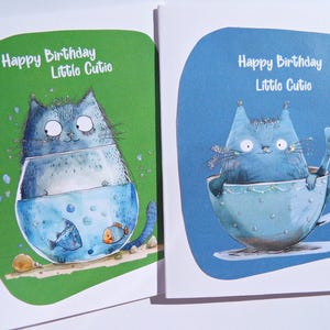 Cartes d'anniversaire drôles de chat, cartes de chat fantaisistes, carte drôle pour des adolescents, dame de chat sans enfant, cartes pour des collègues, wc2