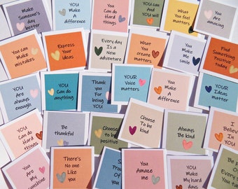 Mini Encouragement Cards, 30 Affirmation Cards, Birthday loot bags, Compliment Cards, Inspirational Cards, Lunch Note Cards, Kindness Cards,